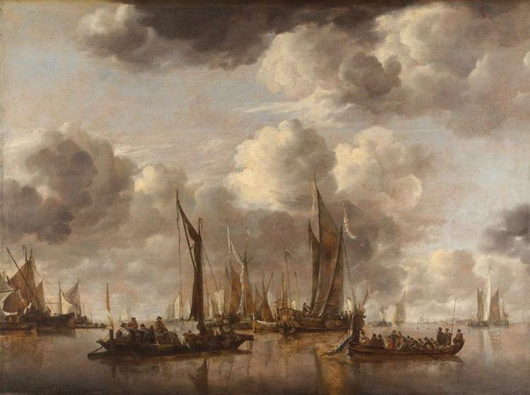 Jan van de Capelle Shipping Scene with a Dutch Yacht Firing a Salut (mk08) oil painting image